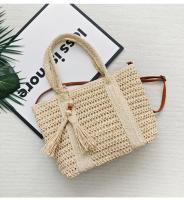 2025 nuevo ins cuerda de papel tejido con flecos colgante bolsa de mensajero de gran capacidad versátil color sólido hombro playa bolso de las mujeres - details 10