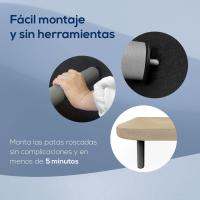 Base Tapizada 3D Extra Reforzada, Resistente y Robusta, con Barras de Refuerzo y 6 Patas metálicas roscadas de 25cm, 150x190, Beige - details 6