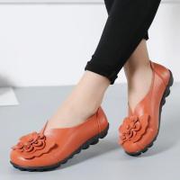 Las mujeres de cuero suave mocasines planos uno estribo flor mamá trabajo caminar zapatos de conducción - details 4