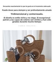 Bolso tejido de vid Yasewe, bolso tejido de gran capacidad para mujer, bolso de paja de estilo francés, bolso para fotos estilo Hepburn - details 3