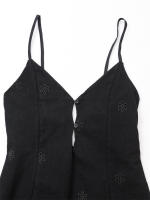 OUWU- Vestido Nuevo De Verano A La Moda Ajustado Con Cuello En V Y Tirantes De Color Sólido Con Temperamento Para Mujer - details 8