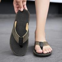 Zapatillas de Lino para Hombre Chanclas Ligeras Tejidas para Interiores, Zapatos de Dormitorio, Chanclas Informales Silenciosas, Baratas, Verano - details 5