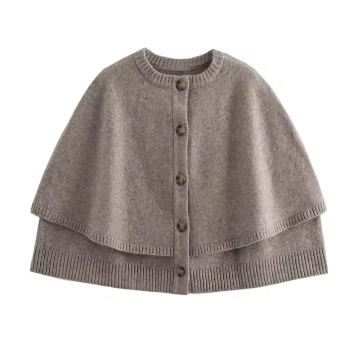 Camiseta corta de mujer de moda cálida tejida con botón - 1