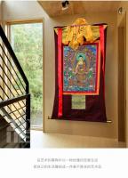 Thangka de Sakyamuni Bordado Nepalés Pintura de Mano Tantrica Buddhismo para Entrada de Sala de Estilo Xizang Luz y Decoración de Candeles y Soportes - details 10