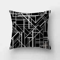 Funda de almohada cuadrada de arte geométrico abstracto blanco y negro para sofá de casa, 4 Uds. - details 5