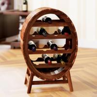 Botellero Rústico Estante para 12 Botellas de Vino Forma de Barril Madera 90x50x30cm Bar Salón - details 2