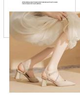 Nuevos zapatos negros con punta de punto para mujer, sandalias de mujer de diseñador medio a la moda, sandalias de tacón para vestido de boda y fiesta - details 6