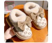 Botines de plataforma para mujer, botines de nieve de invierno de diseñador con lazo, zapatillas mullidas para interiores, zapatos planos de casa para mujer, calzado de moda cálido - details 9
