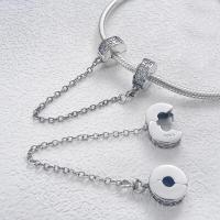 Pulsera de plata con cadena de seguridad de circonita brillante para la fabricación de joyas - details 1