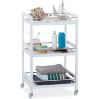 Camarera con 3 Repisas y Ruedas Giratorias, Blanco, 76,5 x 46 x 38 cm - details 0