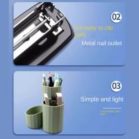 Herramientas de grapado Grapadora que ahorra mano de obra Herramientas manuales portátiles Máquina grapadora de papel Grapadoras de metal gris/negro para escritorio - details 4