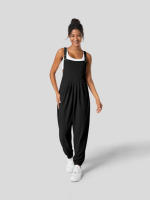 Mono de verano para mujer, cómodo, informal, plisado, adelgazante, pierna - details 5