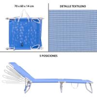 2 Tumbonas Jardín Exterior |   Ligera Plegable y Reclinable |   3 Posiciones |   para Playa Camping Piscina Terraza o Jardín Azul - details 1