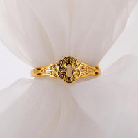 Anillos de acero inoxidable para mujer, Color dorado, anillo con forma de bloqueo de longevidad, resistente al agua, Vintage, símbolo de la suerte, joyería estética - details 2
