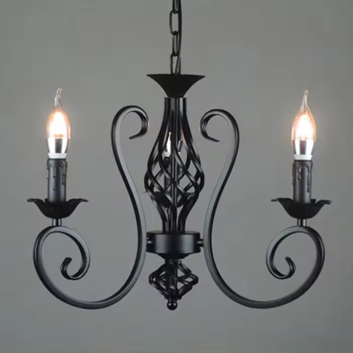 Candelabro Industrial de hierro forjado, 3, 5, 6 luces, candelabro vintage, lámpara colgante retro en blanco y negro, venta al por mayor - 1