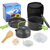 Olla de cocina para acampar, sartén, hervidor, utensilios de cocina de aleación, conjunto combinado DS-308 - details 1