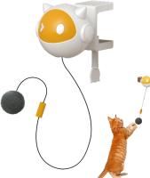 Juguetes automáticos para gatos, juguete retráctil para gatos con plumas, cuerda de nailon de plástico ABS, estiramiento de 20 pulgadas, sin instalación de taladro para uso en interiores (sin batería) - details 0