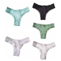 Bragas dulces sin costuras de seda helada, Tanga de cintura baja con lazo de encaje, ropa interior, bragas de verano para mujer y niña - details 1