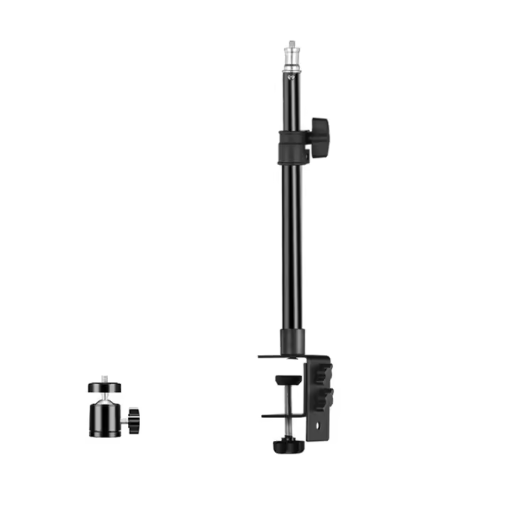 Abrazadera de trípode C, soporte de luz de montaje en escritorio con cabezal de bola de 1/4 pulgadas, accesorio de mesa, soporte de mesa de cámara ajustable - 1