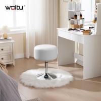 Taburete de Maquillaje Redondo Pequeño Giratorio de Altura Ajustable Taburete Bar Bajo PU para Tocador, Dormitorio, Oficina en Casa y Salón Blanco, BH14ws-1 - details 1
