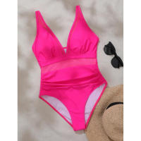 Bañador negro de una pieza para mujer, traje de baño de realce con Control de barriga, Tankini de una pieza - details 35