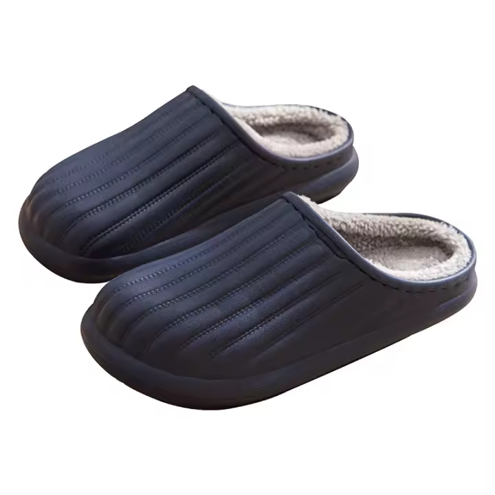 Nuevas zapatillas de algodón impermeables EVA para el hogar, interior y exterior, felpa cálida para hombres y mujeres, zapatos sencillos de algodón ligero de otoño e invierno - 1