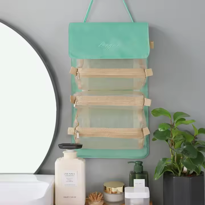 Bolsa de maquillaje impermeable de gran capacidad, ideal para viajes, organizador de cosméticos portátil para mujeres. - 1