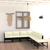 Sofá de Jardín de 4 Plazas Cojines de Ratán Sintético Negro Muebles de Exteriores para Salón, Balcón, Terraza - details 1