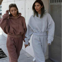 Conjunto de ropa deportiva para mujer, y pantalones Sudadera con capucha, chándal de gran tamaño, otoño - details 17
