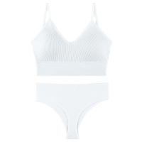 Sujetador deportivo de color sólido para mujer, ropa interior de gimnasio, yoga, entrenamiento atlético, suave, acolchado, 2 piezas - details 11