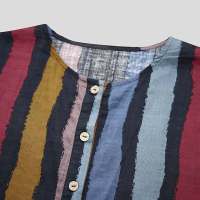 Ropa Árabe Para Hombres Kaftán Islámico De Algodón Con Rayas Traje Dubai Abaya Retro De Verano Y Otoño Estilo Casual - details 8