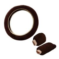 Funda protectora de felpa negra gruesa y cálida para volante de coche, decoración suave, rosa, para hombre, CO T8O7 - details 3