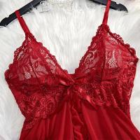 Tirantes de tul exquisitos para mujer, ropa interior de encaje con cuello en V, conjunto de vestido de Tanga semitransparente, camisones de lencería para mujer - details 6