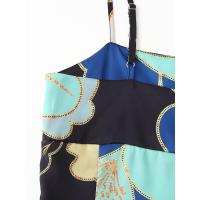 BUNO-2025 Vestido de mujer con tirantes finos, cuello cuadrado, estampado floral grande y dobladillo asimétrico con volantes para un look elegante - details 13