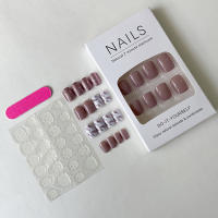24pcs Uñas Postizas Cortas Cuadradas Lavanda Romántica Removible Cubierta Total En Acrílico Para Mujeres Productos De Uñas - details 4