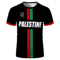 Camisetas de talla grande con estampado 3D de la bandera del fútbol palestino para hombre y mujer, camisetas deportivas informales de manga corta transpirables de secado rápido - details 5