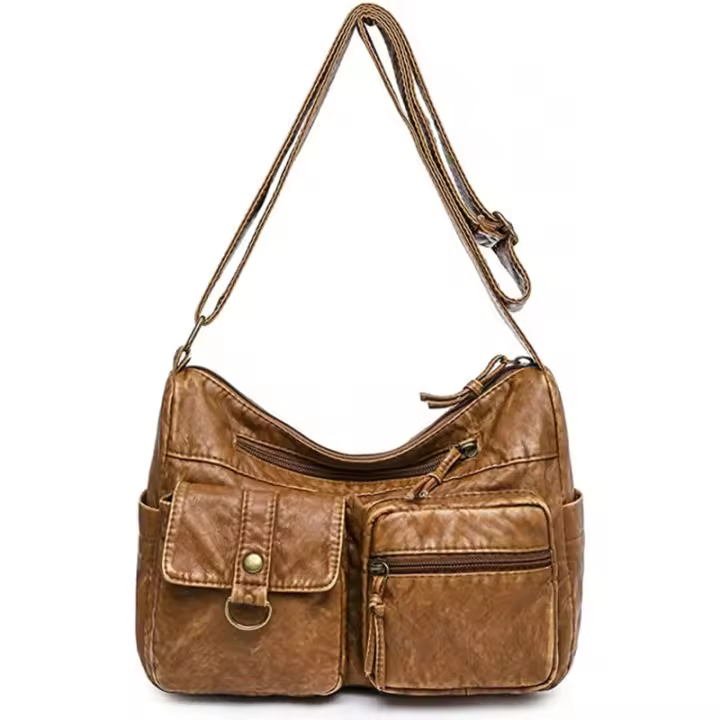 Bolso de hombro para mujer, bolso cruzado con múltiples bolsillos, bolso de cuero suave, bolso de mensajero de gran capacidad - 1
