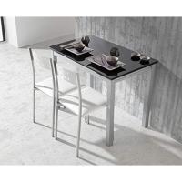Mesa de Cocina Extensible Moderna Material Cristal Templado/Metal Blanco/Plata 100/140 x 60 x 76 cm - details 7