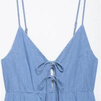 Vestido de Verano de Denim Largo con Correas Decoradas Vestido Suelto, Sin Espalda, Dulce y Fresco para Mujeres - details 12