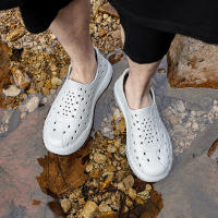 Al aire libre pareja agujero zapatos vadear tendencia de ocio sandalias de playa de los hombres y las mujeres transpirable suela suave hueco zapatos de lluvia - details 15