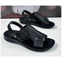 Sandalias de cuero para hombre, zapatos suaves de playa y exterior, planos, color negro, para jardín, 2024 - details 15