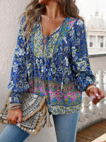 Blusa camisa floral rosa para mujer, top suelto de manga larga, ropa de calle, traje de oficina, ropa de mujer para otoño y primavera - details 14