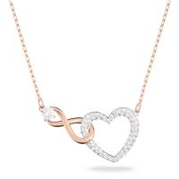 Swarosk Chapado en oro rosa Pave CZ Piedra Colgante de corazón Plata Cristal transparente Infinito Amor Charm Collar Joyería Regalo de San Valentín para mujeres - details 0