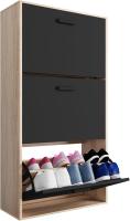 Mueble zapatero de 12 pares - Estantería de gran capacidad para vestíbulo o pasillo - (ancho) 60 x (profundidad) 24 x (alto) 80 cm - Madera clara blanca - details 104