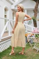 vestido sin mangas de verano para mujer, maxivestido plisado con cuello cuadrado, escalonado, informal, con bolsillos, 2025 - details 5
