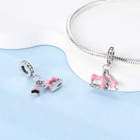 Cuentas colgantes rosas para máquina de coser, dijes de plata 925 para pulsera, collar Original, joyería fina para mujer - details 2