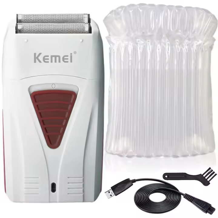 kemei 3383 powerful rechargeable electric shaver hair beard stubble facial electric razor for men bald head shaving machine - 1