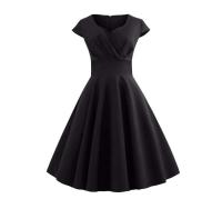 Vestido de verano para mujer, Color sólido, Retro, Vintage, años 50, 60, informal, para fiesta y oficina, Vestidos Rockabilly - details 27