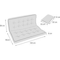 Cojines de Asiento y Respaldo Impermeables Diseño Acolchado y Correas 100 cm Marrón - details 28