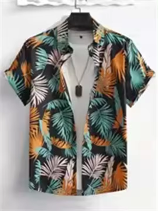 Camisa hawaiana, estampado vaquero para hombre y mujer, camisa de manga corta con solapas y botones en la playa, top casual de moda - 1